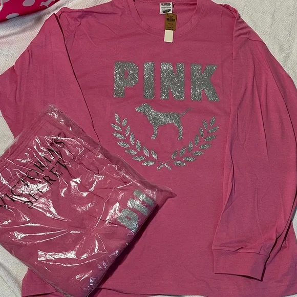 NWT VS PINK GLITTER LOGO SET - Picture 10 of 10